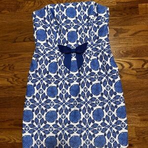 Vineyard Vines strapless Breakers Blue Shell tile with bow